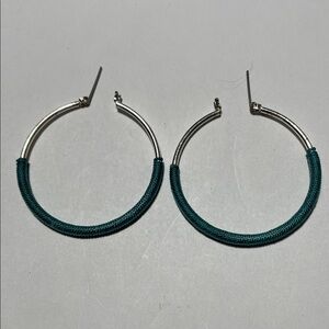 Teal Wrapped Hoop Earrings
